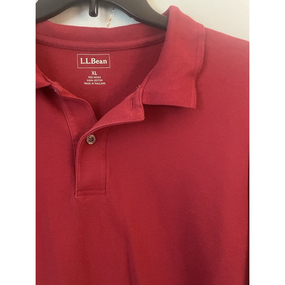 LL Bean Mens XL regular fit Heavy Cotton Long Sleeve Casual Polo Shirt - Picture 2 of 3